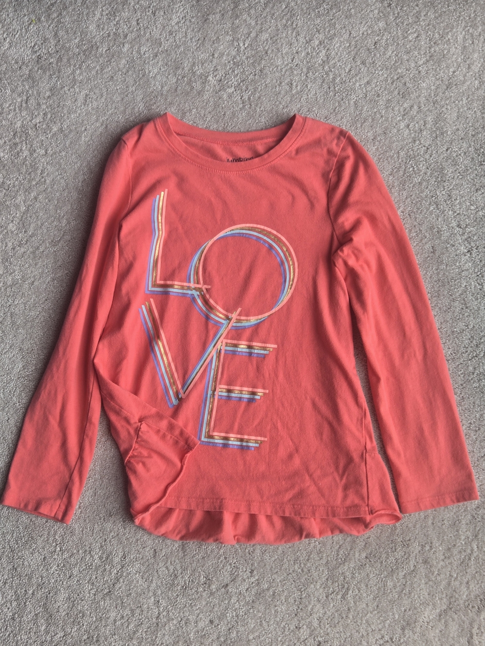 jumping beans Coral Long-Sleeve Tee with Rainbow 'LOVE' Graphic